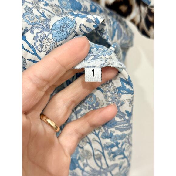 La Prestic Ouiston Mixed Pattern Collared Polo Shirt Blue/Leopard Women's 1 / S - Picture 4 of 4